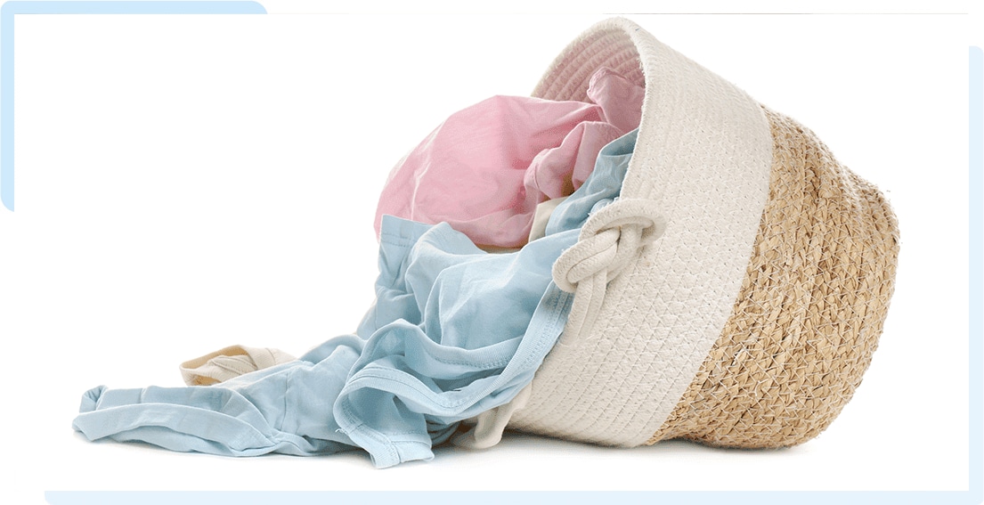 A fresh laundry basket after being washed with fabric softener