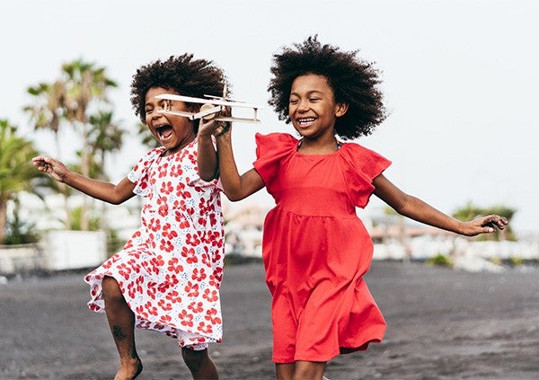 Two children happily playing together
